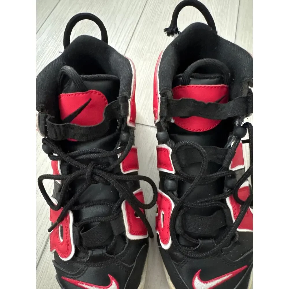 Nike Air More Uptempo (GS) Boy's Size 6.5 Y Sneakers Black Red